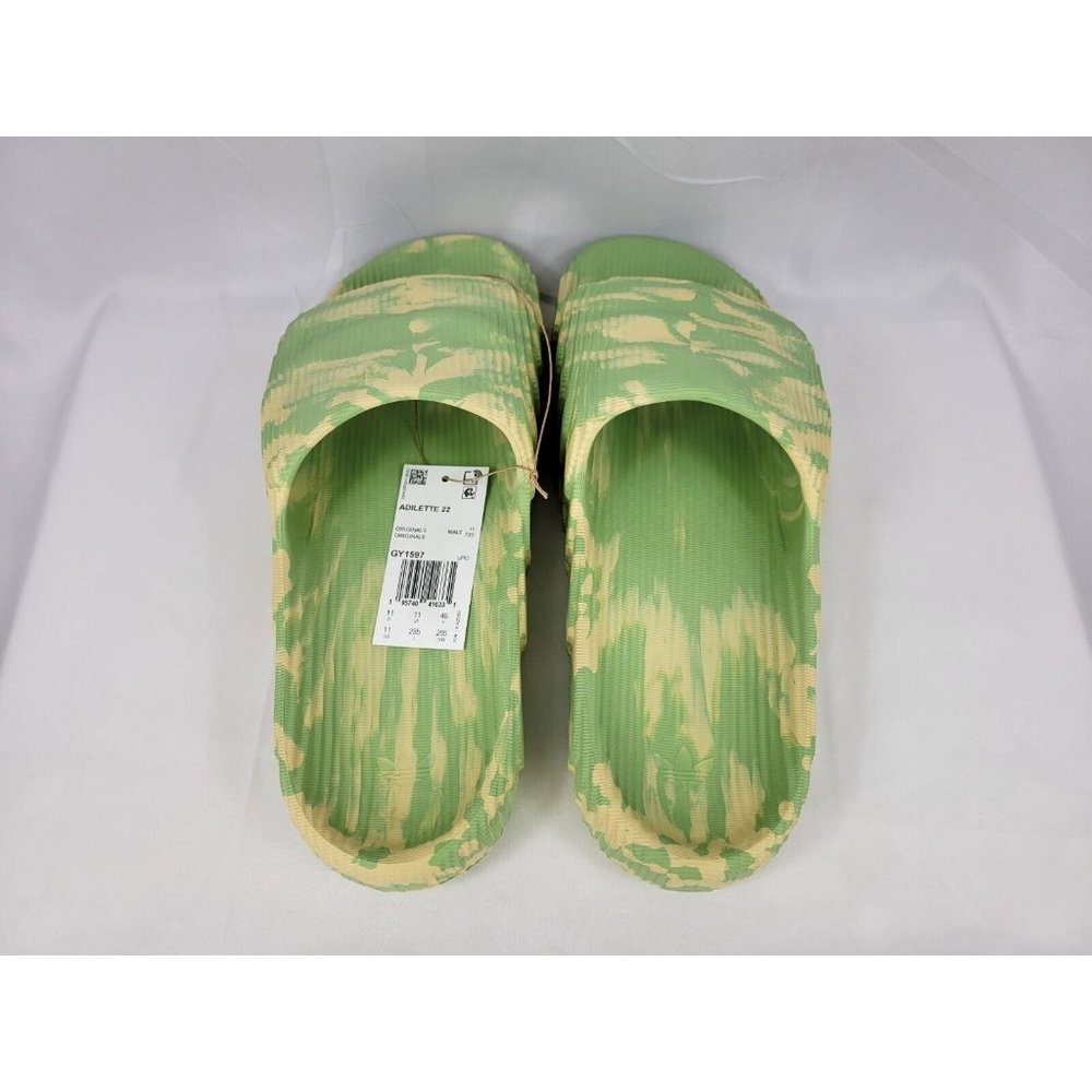 Adidas Adilette 22 'Magic Lime Desert Sand' Slides Sandals Mens Size 11 GY1597 - Picture 4 of 11